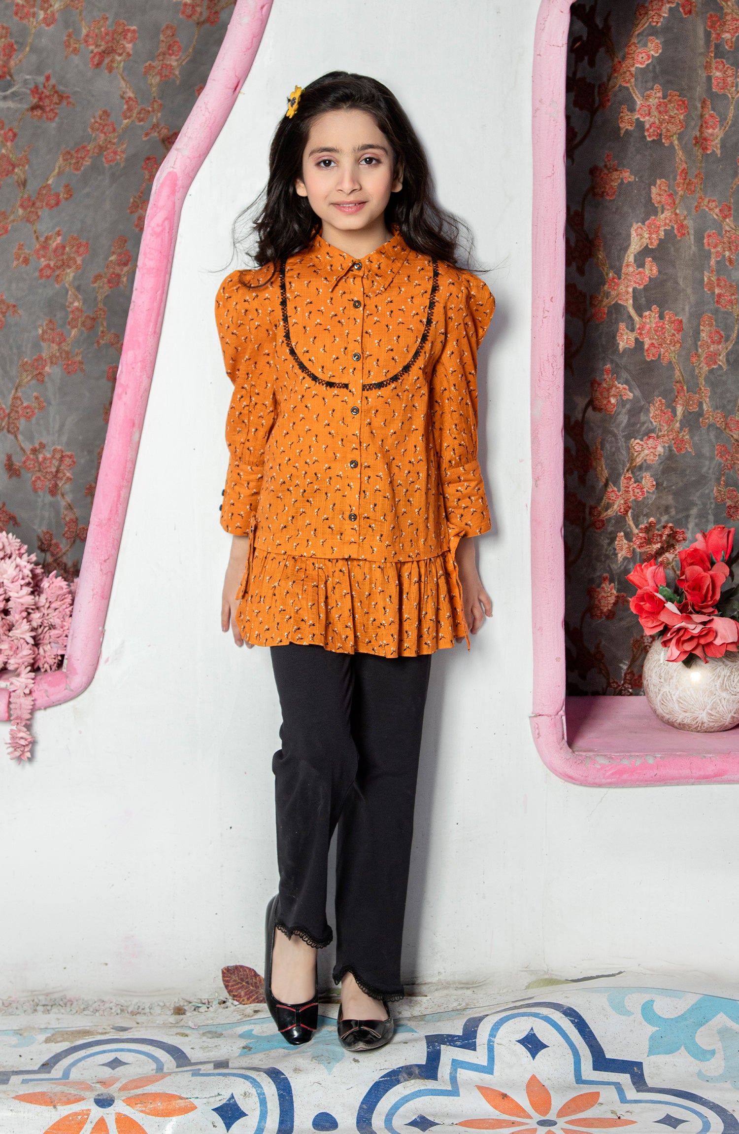 GIRLS TOP F/S (FRILL) - Fig Kids 