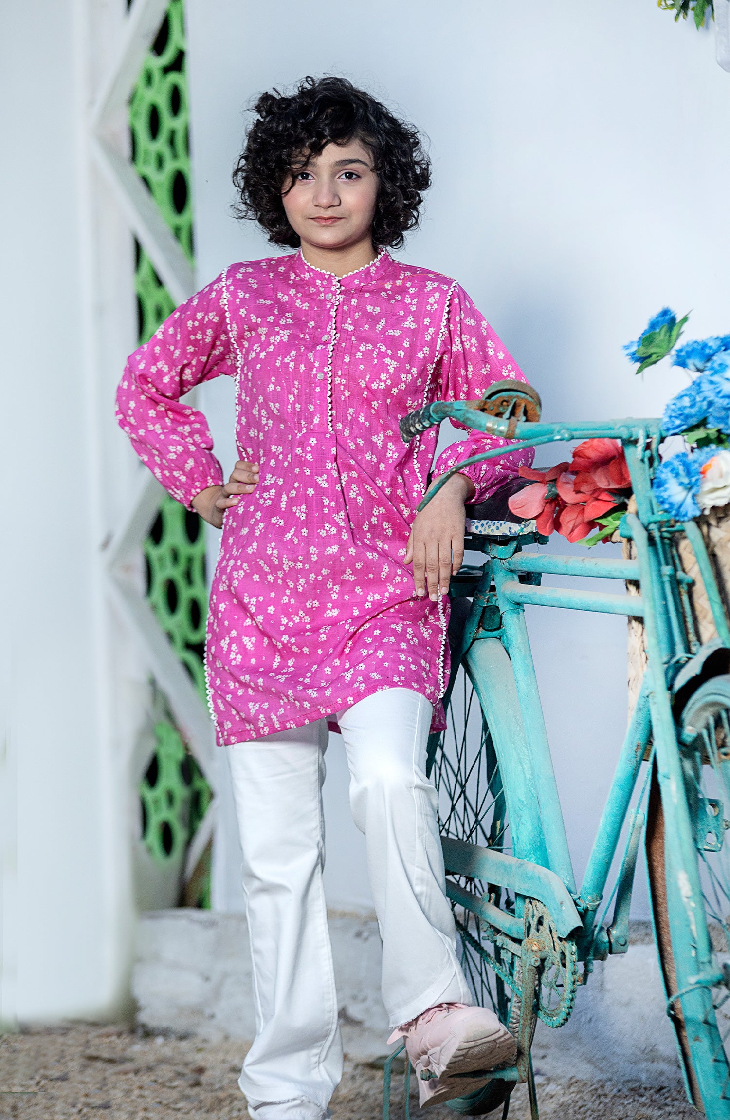 GIRLS TOP F/S (FLOWER) - Fig Kids 