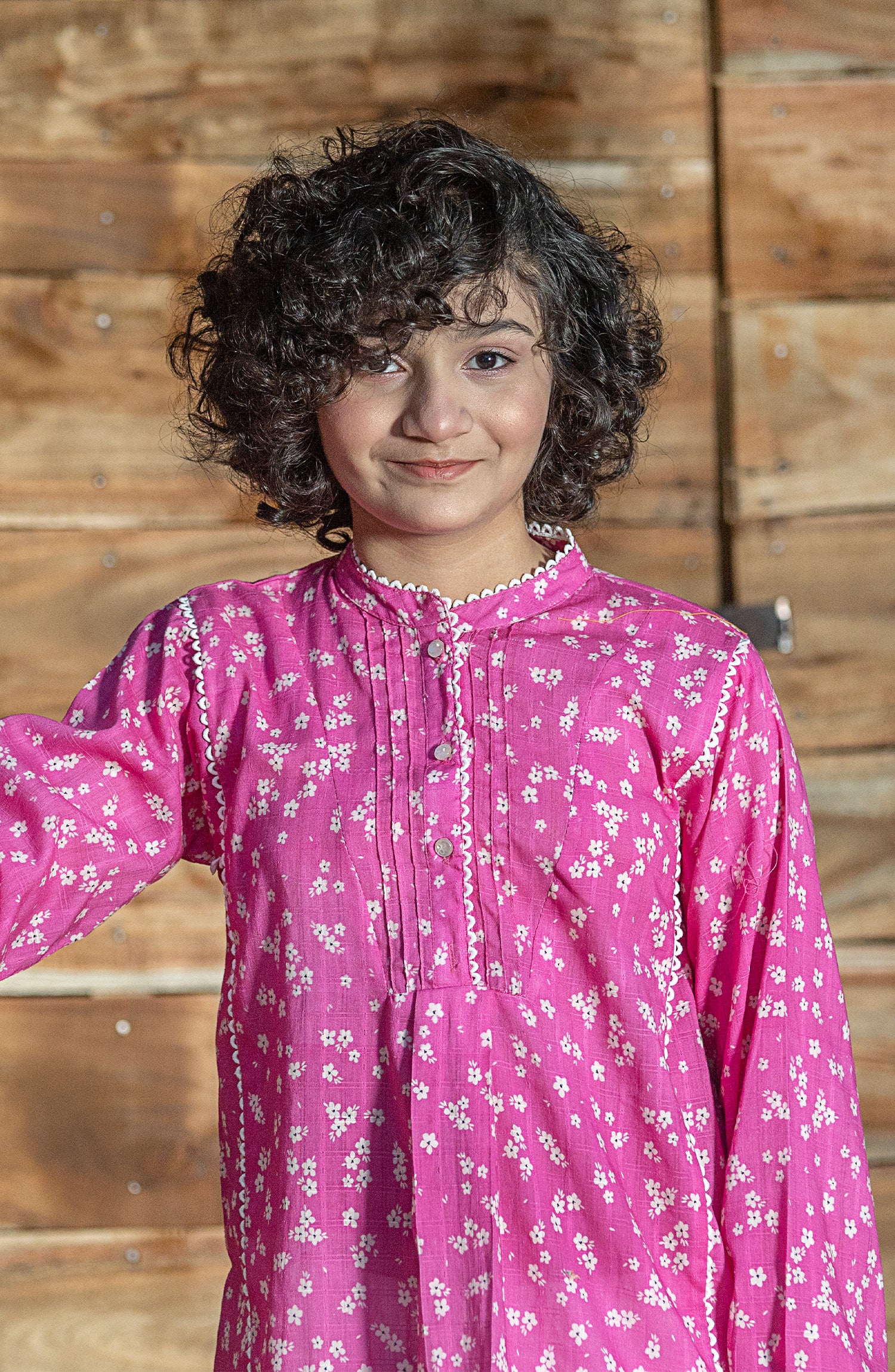 GIRLS TOP F/S (FLOWER) - Fig Kids 
