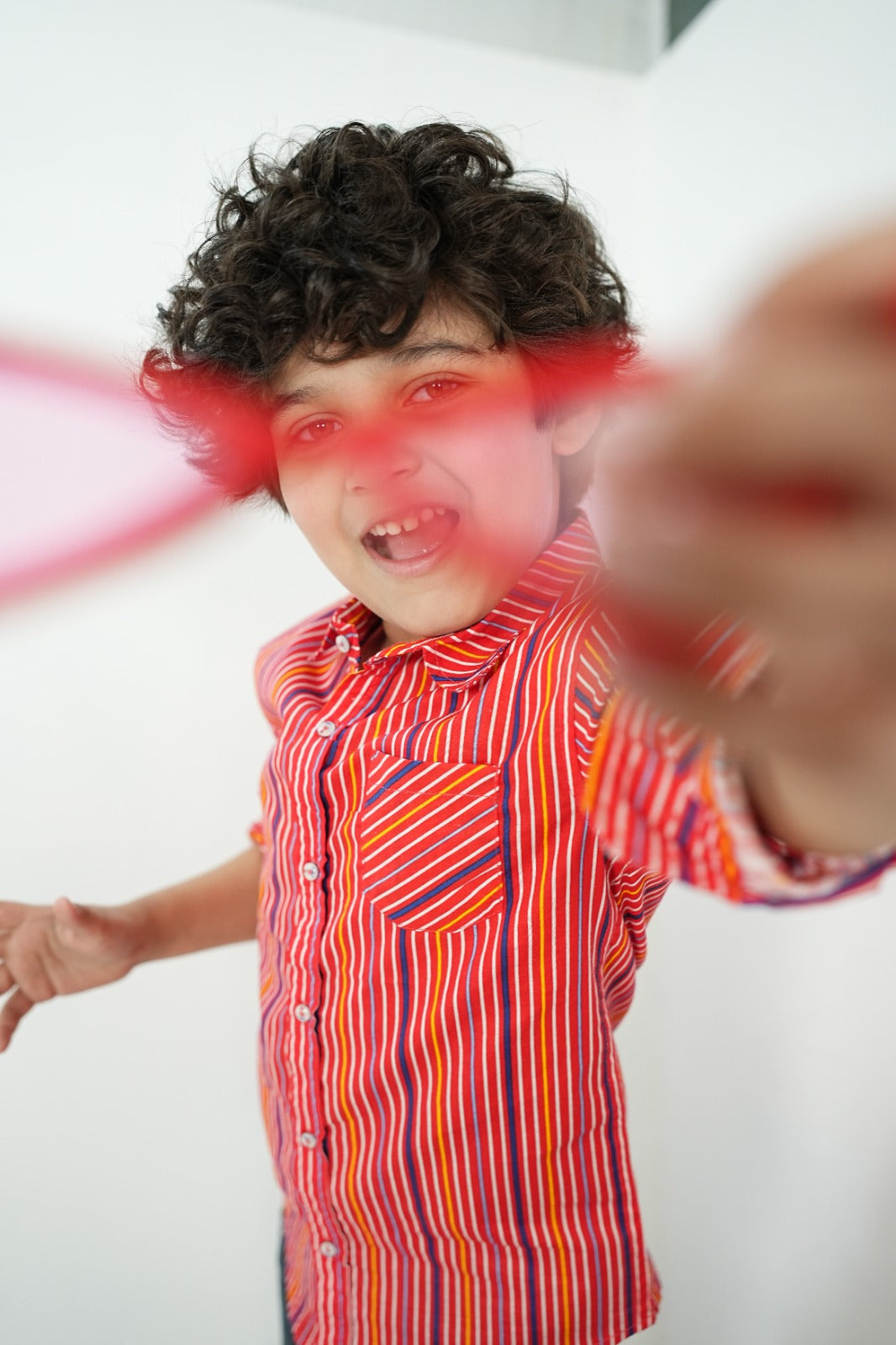 BOYS  RED STRIPED SHIRT