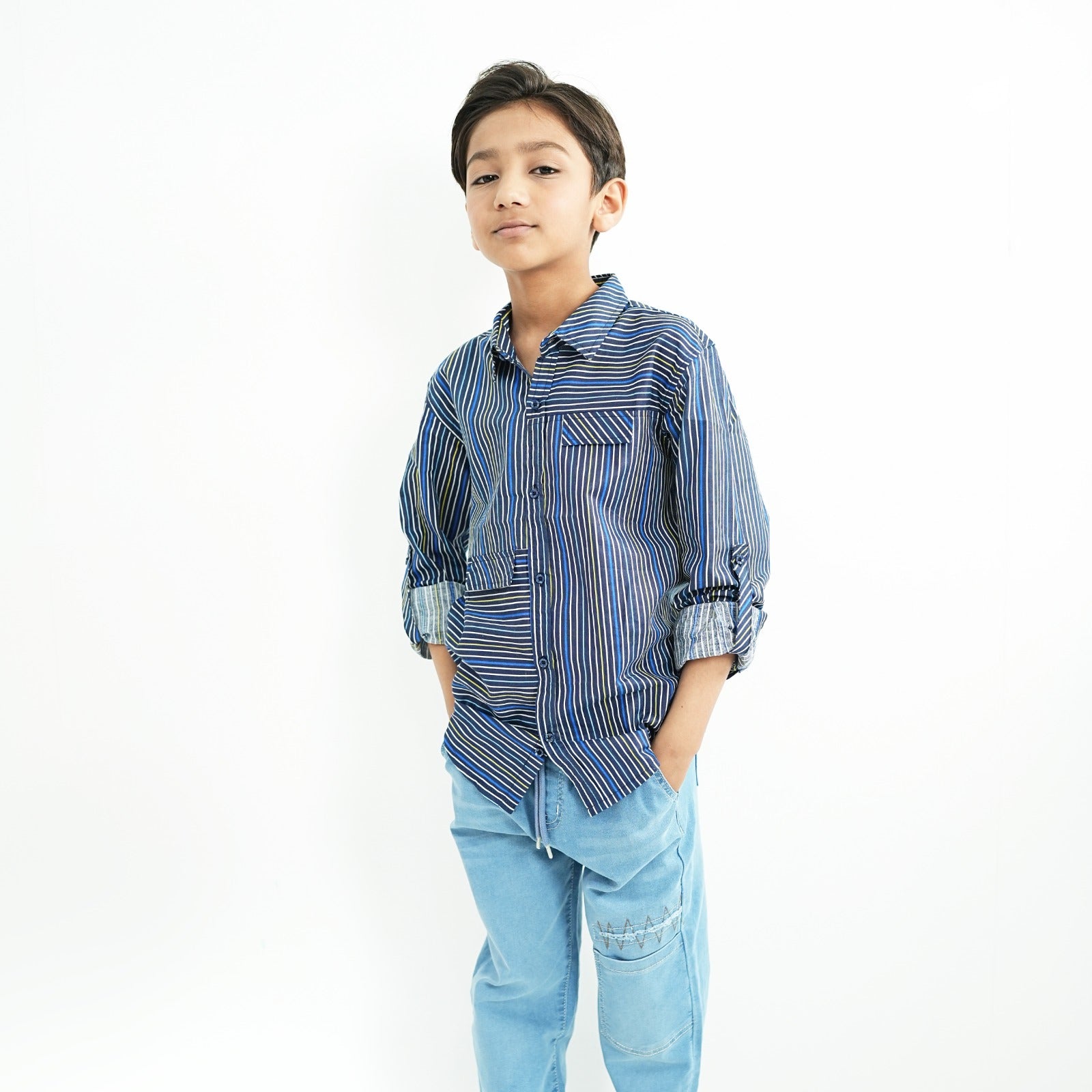 BOYS BLUE STRIPED SHIRT