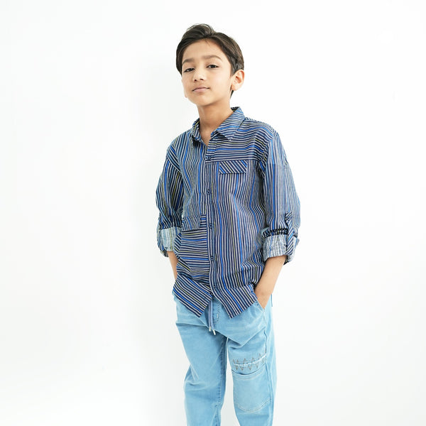 BOYS BLUE STRIPED SHIRT