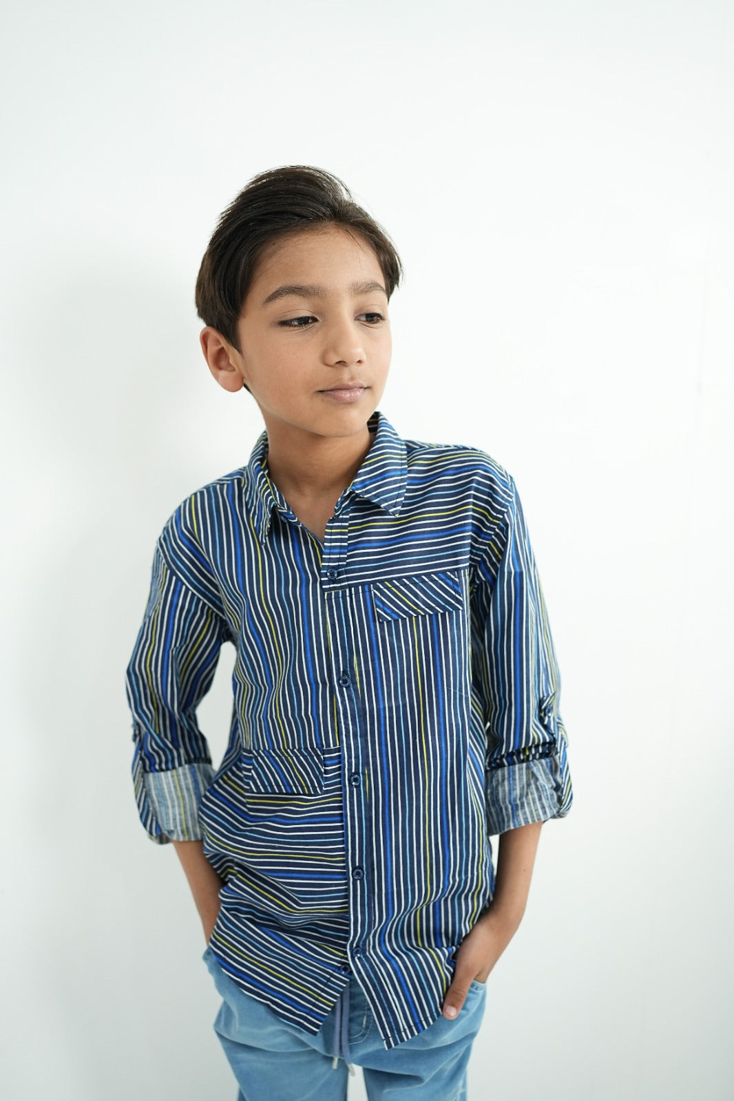BOYS BLUE STRIPED SHIRT